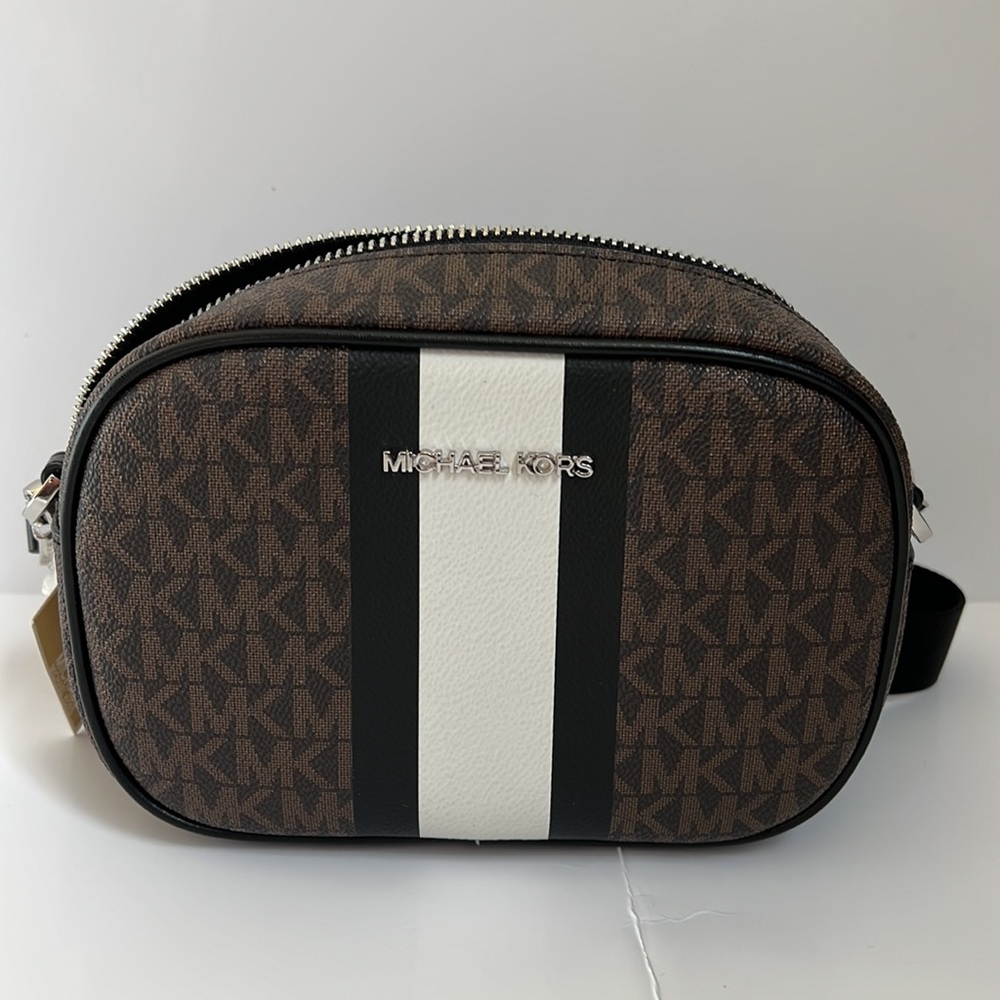 Jet Set Travel Small Signature PVC Striped Oval Crossbody Bag Clutch Handbag